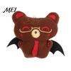 Halloween Keychain Pendant Bear Bat Plush Pendant, Stuffed Devil Backpack Bag Charm, Hanging Toy Embroidered Animal Doll with Bead Chain, Party Favors