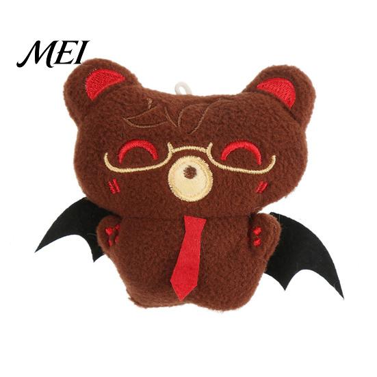 Halloween Keychain Pendant Bear Bat Plush Pendant, Stuffed Devil Backpack Bag Charm, Hanging Toy Embroidered Animal Doll with Bead Chain, Party Favors