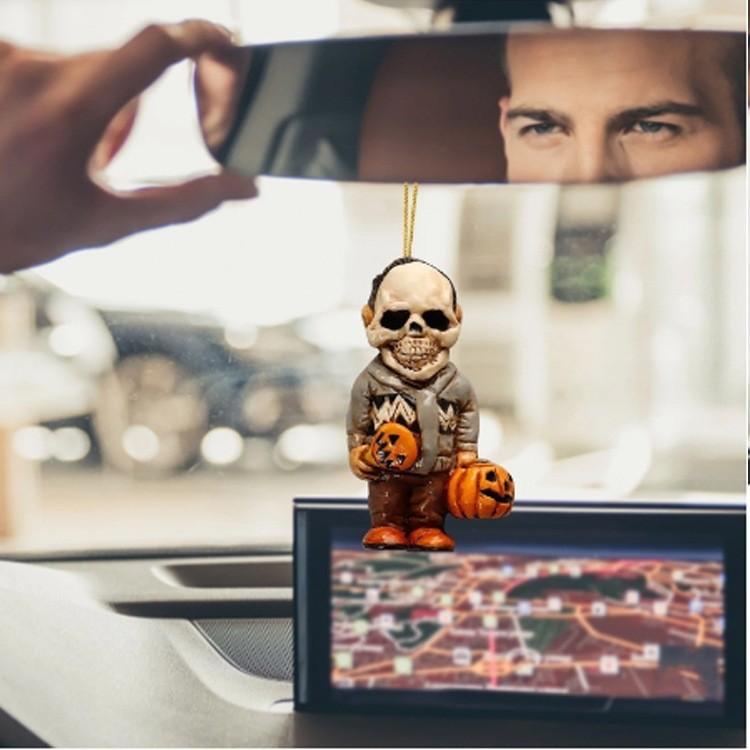 Vintage Acrylic Horror Movie Garden Gnome Rearview Mirror Decoration For Halloween