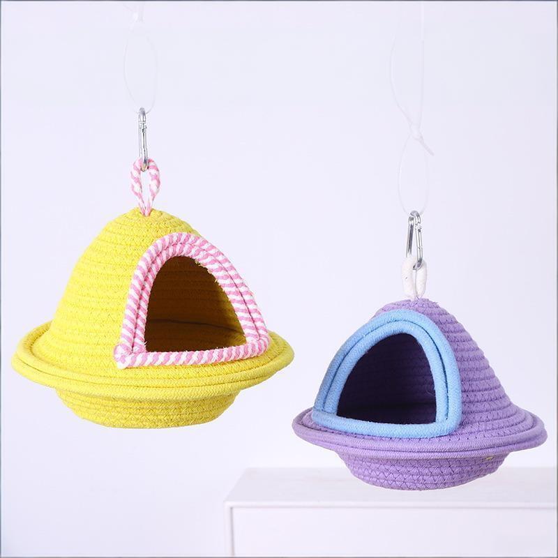 Soft Warm Bird Hanging Bed Hand Woven Windproof Thickened Bird Cage Nest for Small Parrots Cockatiel Winter Pet Supplies