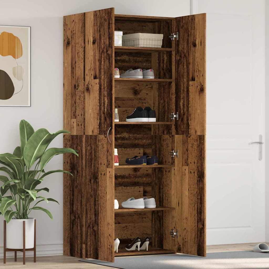 Shoe Cabinet with Shelf Brown 80 x 35.5 x 180 cm Particleboard