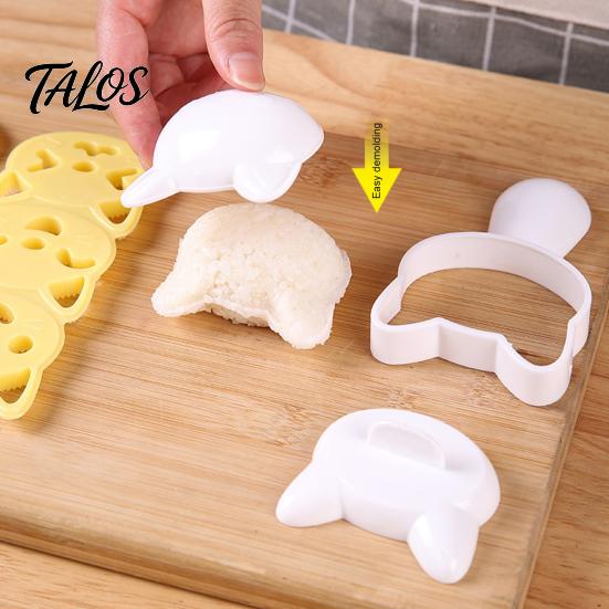 Picnic Food Shaping Tools Rice Ball Molds Kit, Cartoon Bear/Cat/Dog/Panda Shape Onigiri Maker, Easy Sushi Making Grade Plastic for Bento Lunch