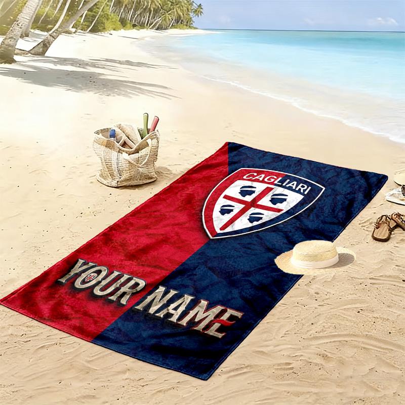 Name Custom Cagliari Calcio Print Beach Towel, Large Soft Quick Dry Towel for Beach Camping Swimming