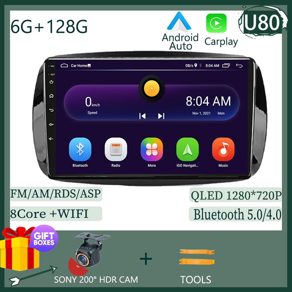 Android 14 For Mercedes Benz Smart Fortwo 3 C453 A453 W453 2014 -2020 Car Radio Stereo Multimedia Player Navigation GPS 5G WIFI