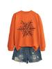 Women's Black & White Snowflake Round Neck Long Sleeve Hoodie - Christmas Casual Fashion for Autumn/Winter.