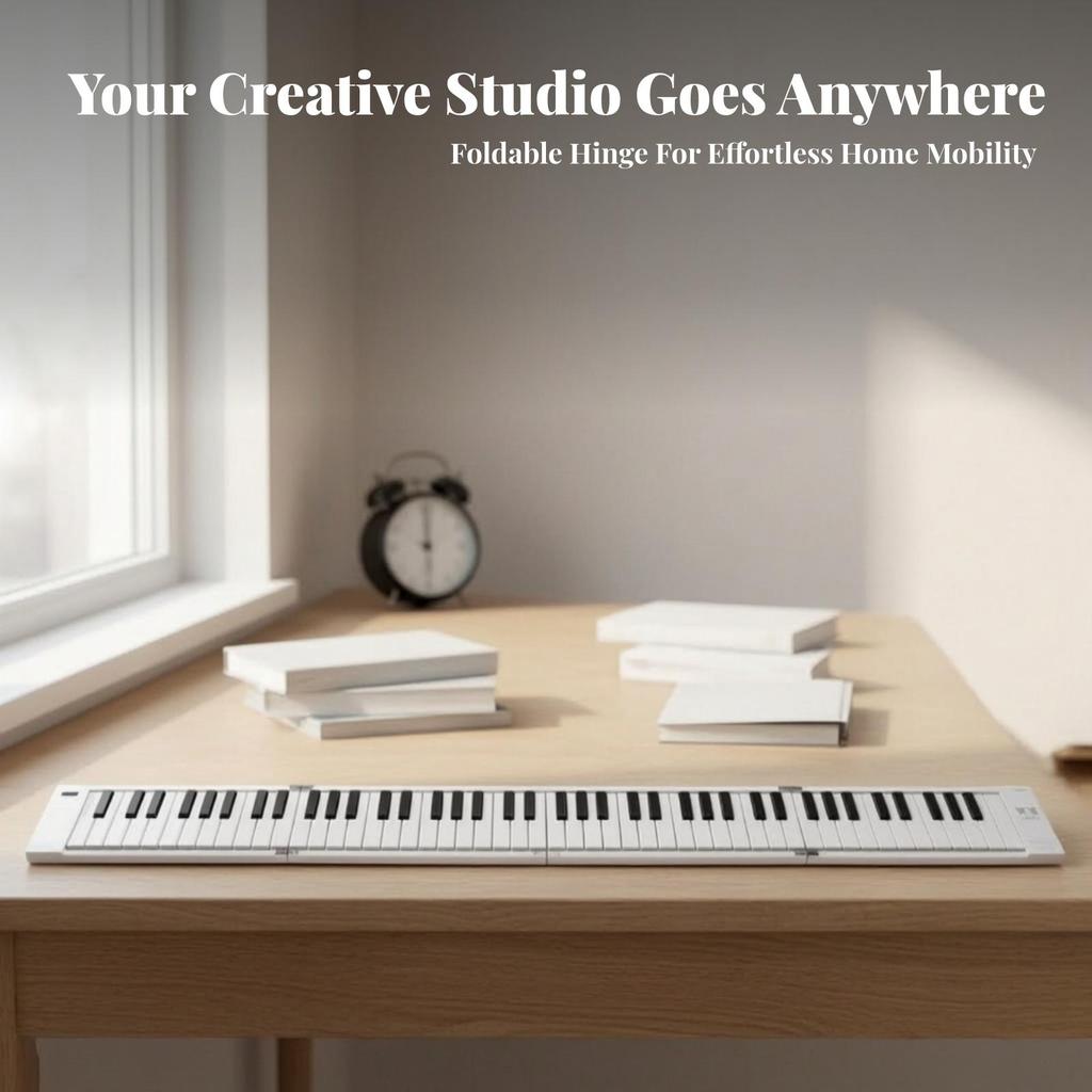 Foldable Piano with Sustain Pedal Space-Saving for Beginners, Students
