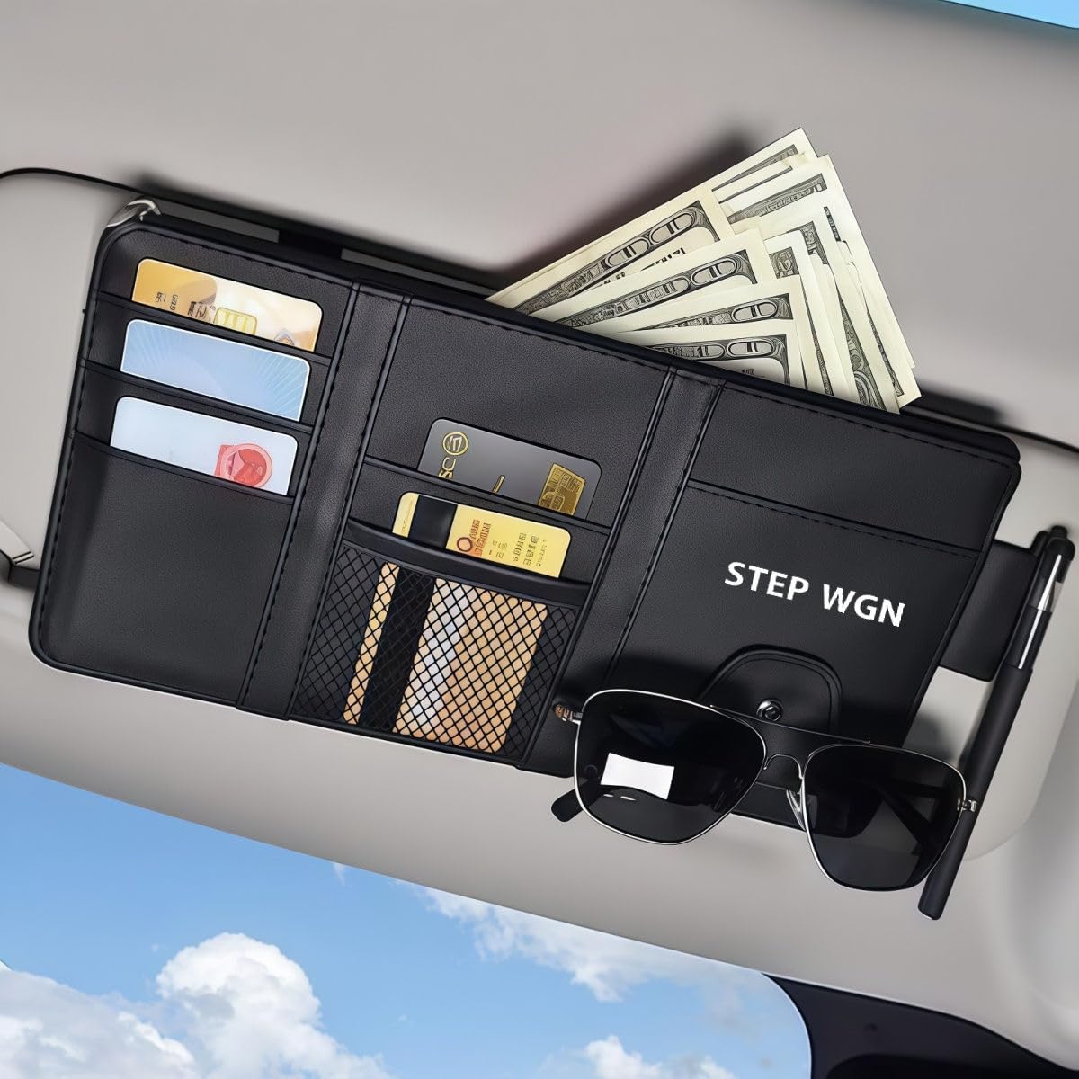 

Car Sun Visor Pocket for Step Wagon 8 RG Compatible with Sunglasses Card Glasses and Small Item Storage Multifunctional Car Interior Storage Item Easy чёрный