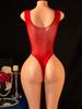 Women'S Sexy Lingerie Fishnet Hollow Out Bodysuit Sexy U Neck Floral Teddy Stretchy See Through Bodycon Club Party Date Wear