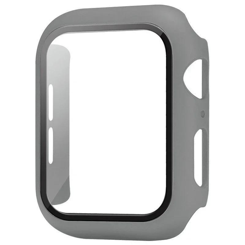 Tempered Glass+Cover For Apple Watch Case Series 9 8 7 6 5 se Screen Protector Film For IWatch 45mm 44mm 40mm 41mm Accessories