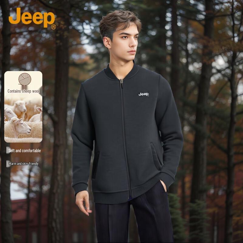 

JEEP Men s Fleece-Lined Baseball Collar Cardigan 2XL
