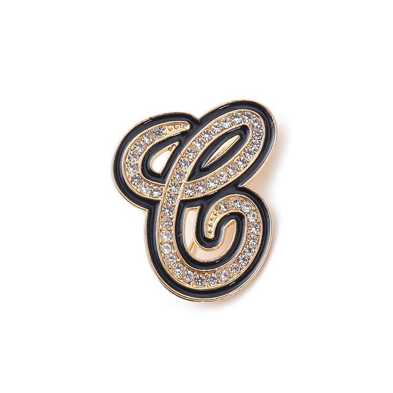 Fashion Women Rhinestone Brooch A-Z English Letter Metal Corsage Pins Crystal Alphabet Jewelry Shirt Clothes Accessories Gift