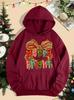 Merry & Bright Bow Print Women's Hoodie - Autumn/Winter Loose Pullover