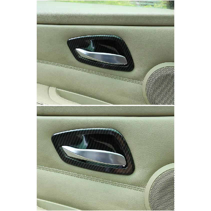 4Pcs Carbon Fiber Texture Interior Door Handle Bowl Trim Cover Fit for BMW E90 3 Series 2005 2006 2007 2008 2009 2010 2011 2012