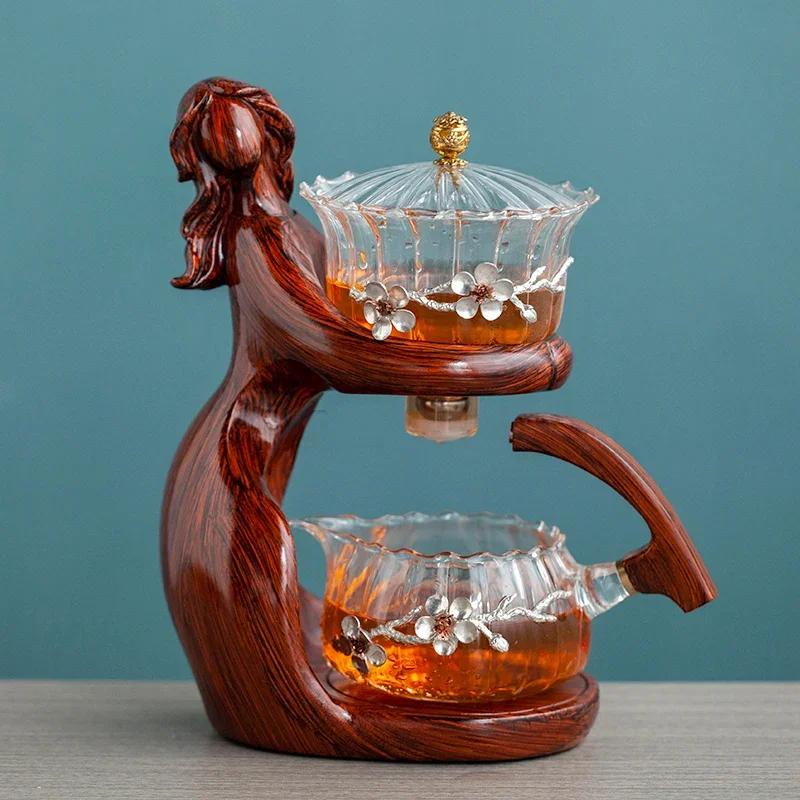 Heat-resistant Glass Teapot Holder Base Tea infusers Tea Ware Automatic Tea Set Tea Making  Kungfu Teapot Teacup