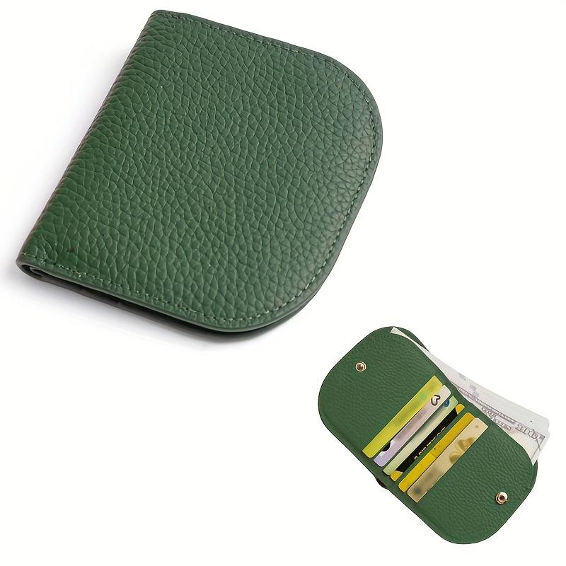 Women'S Genuine Leather Wallet, Slim Half-Round Design, Double-Fold Card Holder with Zipper for Coins, a Perfect Gift.