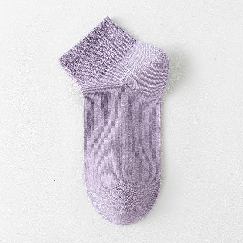 Women's Spring and Summer Anti-odor Mid-calf Socks, Sweat-absorbing and Breathable Thin Solid-color Cotton Socks, Casual Summer Antibacterial Socks