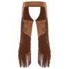 Women‘s Open Crotch Cowgirl Chaps S-3XL: Suede Fringe Pants with Buckle Closure, Perfect for Halloween & Rodeo Theme Party