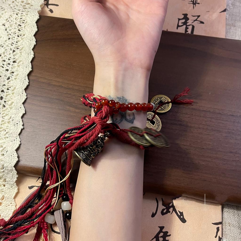 Fjellspøkelse Bruke Penger Armbånd Håndvevd Kobbermynt Duskete Håndtau Ny Kinesisk Retro Etnisk Stil Nisjedesign Smykker