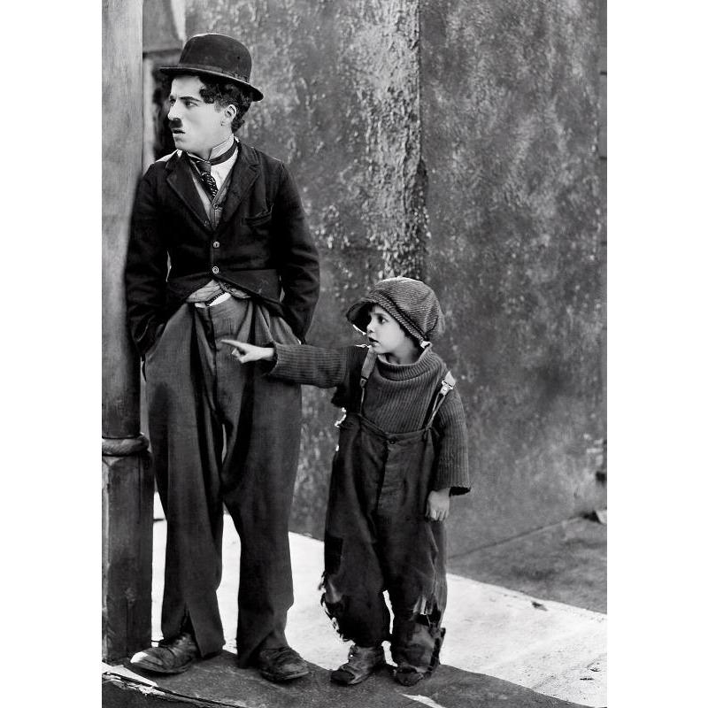 Černobílý komediální mistr Charlie Chaplin a Chlapec Filmové plakáty Plátno Tištěný obraz Nástěnné umění Obrázky Pokoj Domácí dekorace