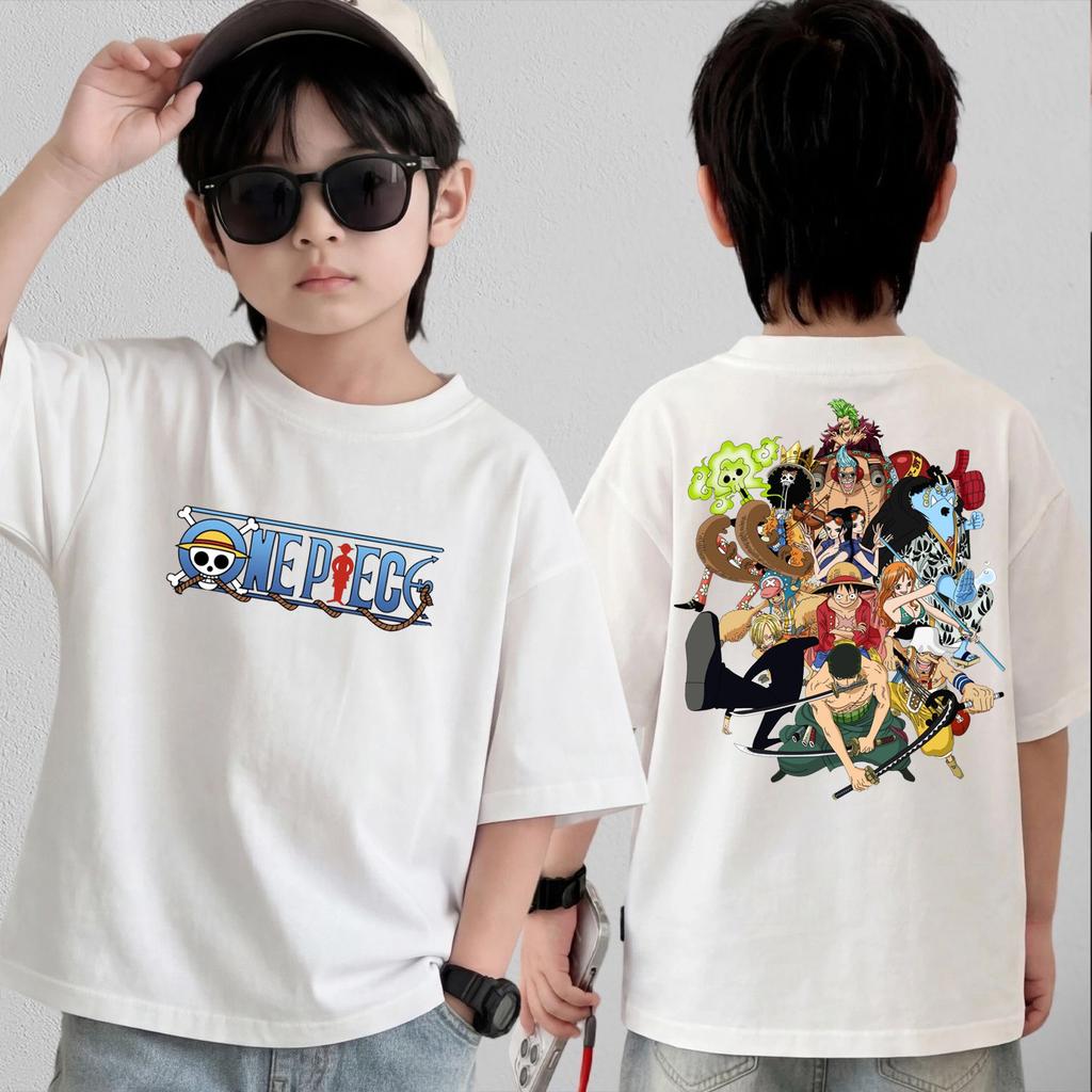 Anime One Piece Cosplay TShirt Cotton Short Sleeve Tops Casual Loose Retro TShirt Men Women Kids Family Matching Outfits