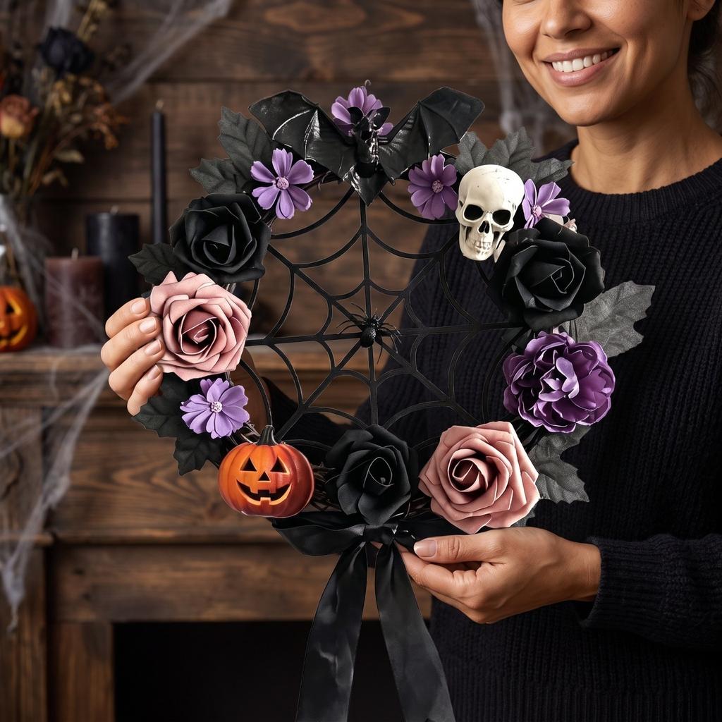 Artificial Halloween Wreath with Dark and Design for Home Decor