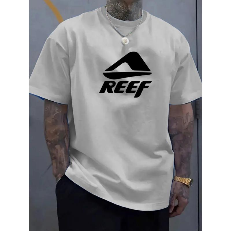 100 Cotton Men's Loose T-shirt Breathable Fashion Letter Pattern Printed Short Sleeve Round Neck Top