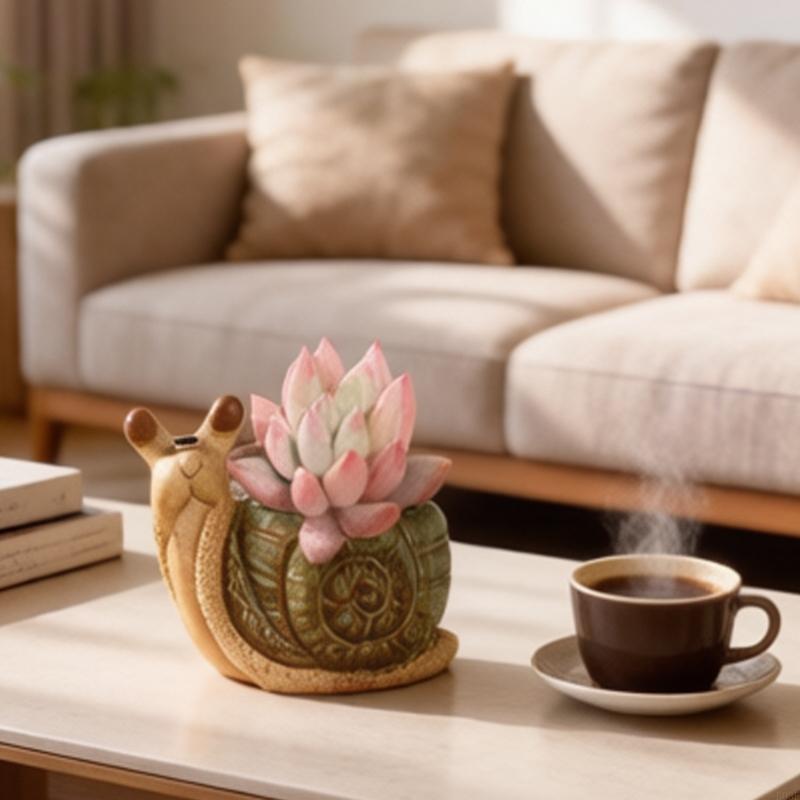 Pot de Fleur Céramique Plante Grasse Pot Escargot Pot à Fleurs Ornement pour Plantes Grasses Cactus Contenant pour Maison Balcon B03E