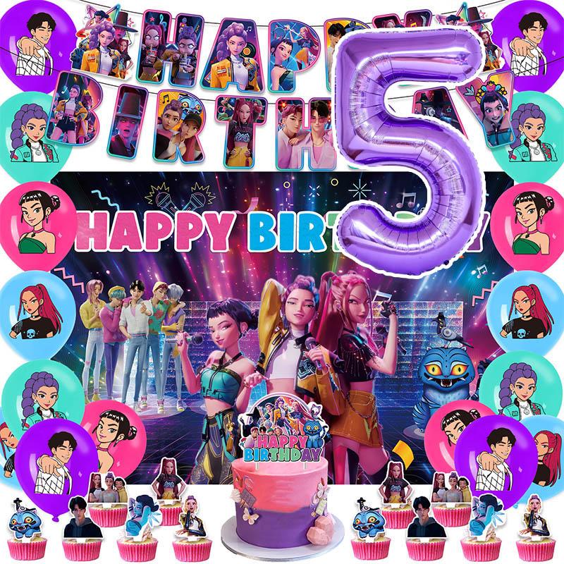 Set Tacâmuri de Petrecere de Unică Folosință Kpop De Hunter Tragere de Steag Petrecere de Ziua de Naștere Coreean Kpop Petrecere Anime Celebrare Consumabile Picnic Deco