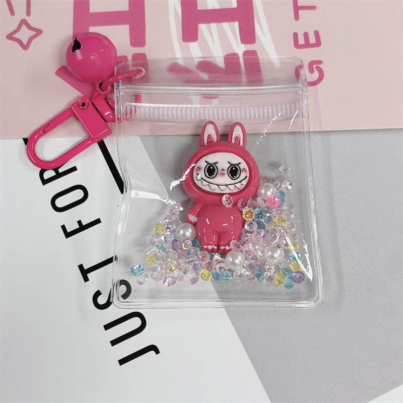 

Cute Plush Mini Doll Transparent Storage Bag Pendant Creative Design Cool Cartoon Keychain