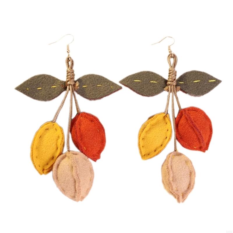 Fashion Fabric Pumpkin Sunflower leaf Drop Earrings For Women 2026 Statement Boho Earrings Vintage Ethnic Tassel Long Earrings