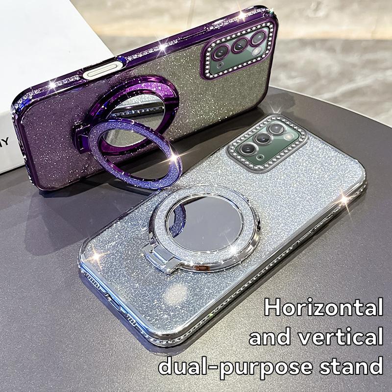 For Samsung Note 20 Plating Diamond Glitter Bling Case For Samsung Galaxy Note 20 Ultra Lens Protection Shockproof Bracket Cover