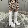 Women's High-heeled Boots for Autumn and Winter, Waterproof Platform, Thick Heel, Motorcycle Boots, Oversized Roman Women's Boots