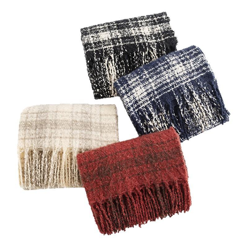 New Scarf for Women High End Autumn and Winter Korean Version Versatile Plaid Thickened Student Couple Imitation Cashmere Scarf