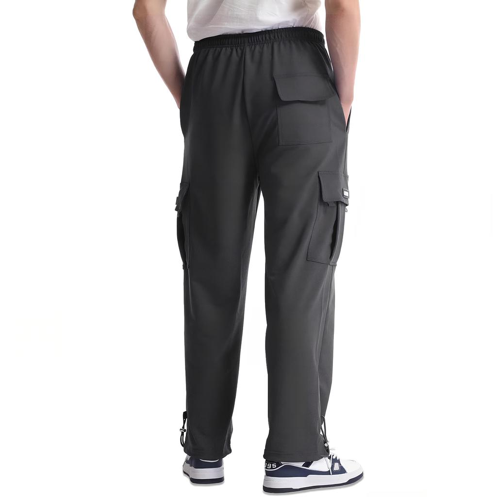 Men's Solid Color Work Pants With Multiple Pockets And A Relaxed Straight Leg