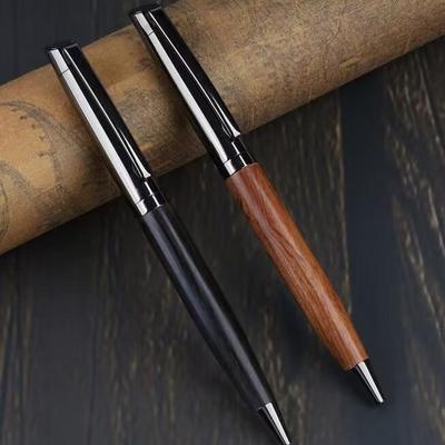 Brown Wood Rollerball Pen Stainless Steel Spin Walnut Wooden Stationery Office School Supplies Ball Point Ink Pen Gift Pen