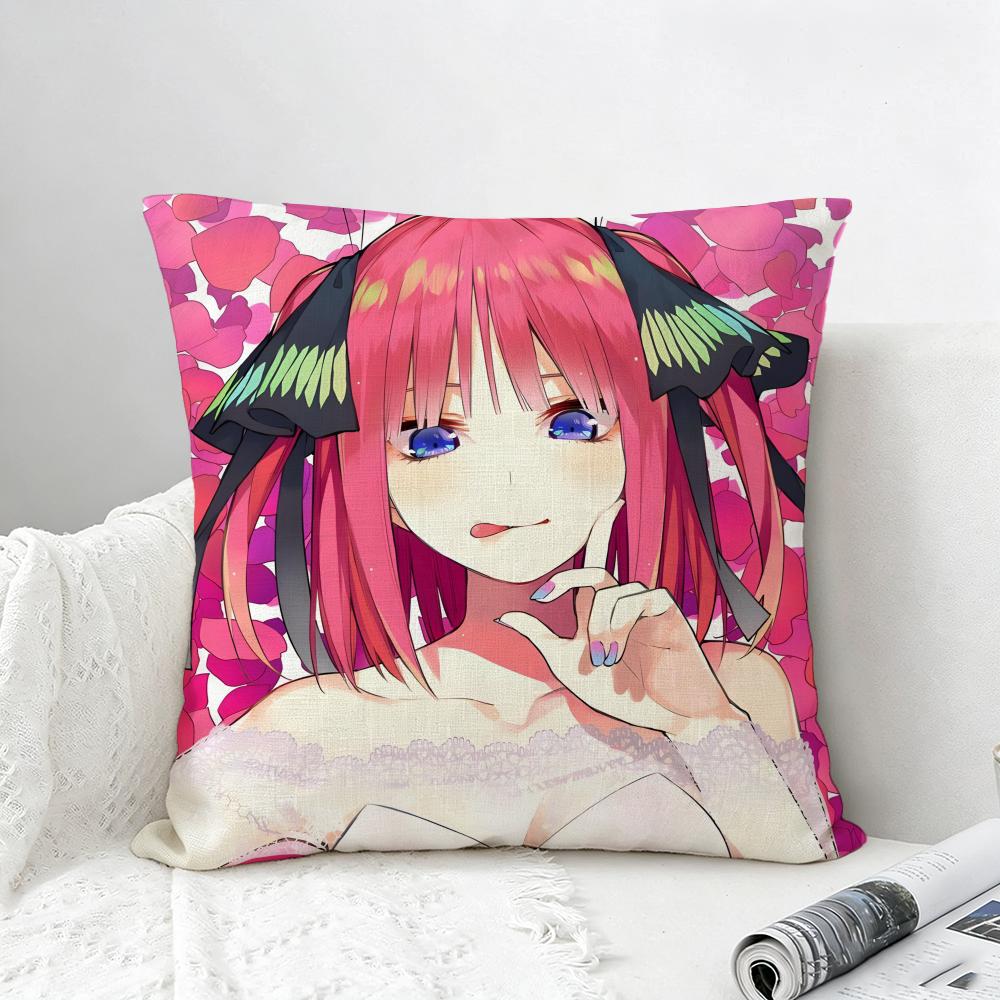 Anime Character Nino Nakano Cushion Cover Natural Linen Pillowcase Set AllinOne Decor for Sofa Bedroom  Chair