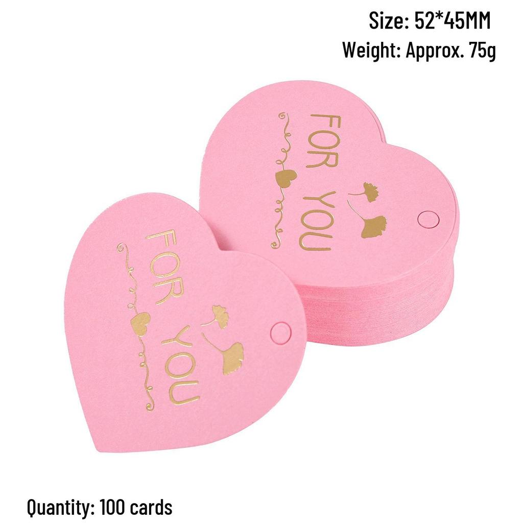 Heart-Shaped Cowhide Paper Blank Tag - Valentine's Day Red Label