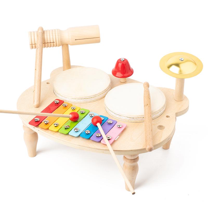 Children's Wooden Drum & Xylophone Set: Musical Toy Kit for Educational Play