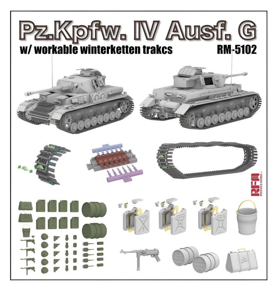 Ryefield Models Scale Panzer IV G Winterketten Plastic Model RFM5102 1/35 Ausf.