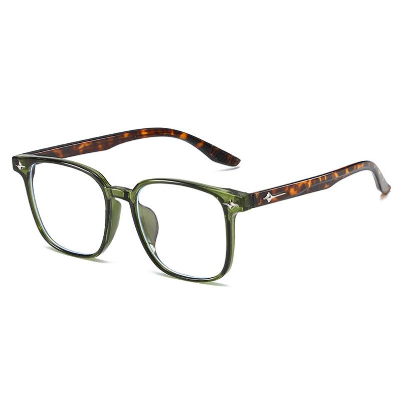 

Звездообразные очки с черной оправой, такие же простые плоские очки с защитой от синего света, мужские и женские оправы для миопии оливковое зеленый