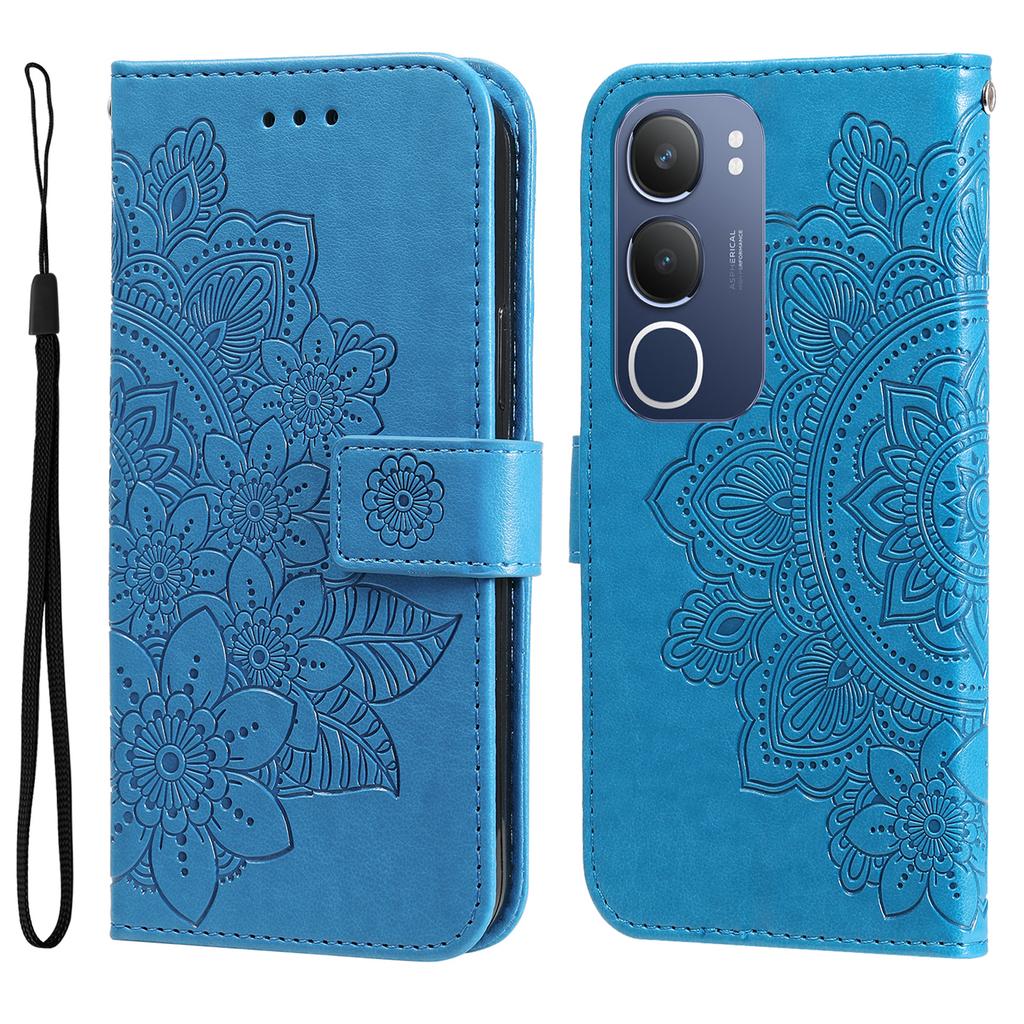 For vivo Y29 5G/Y19s 4G Case Floral Pattern PU Leather Wallet Stand Phone Cover