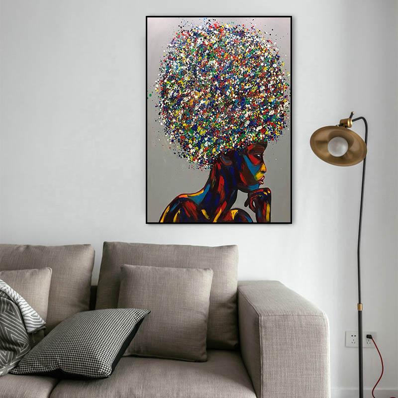 Abstract Woman Colorful Hair Watercolor Canvas Painting Poster Prints Wall Art Pictures for Living Room Home Decoration Cuadros