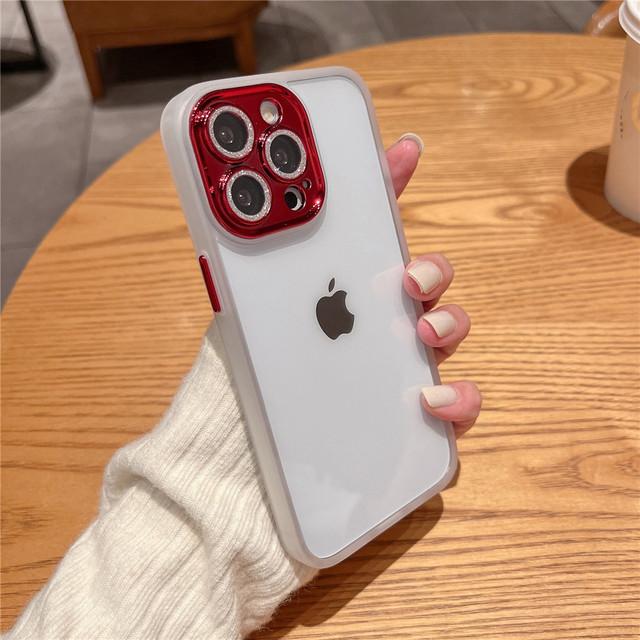 Purple Lens Glitter Diamond Clear Phone Case For Iphone 14 13 12 11 Pro Max Len Protection Plating Shockproof Hybrid Armor Cover