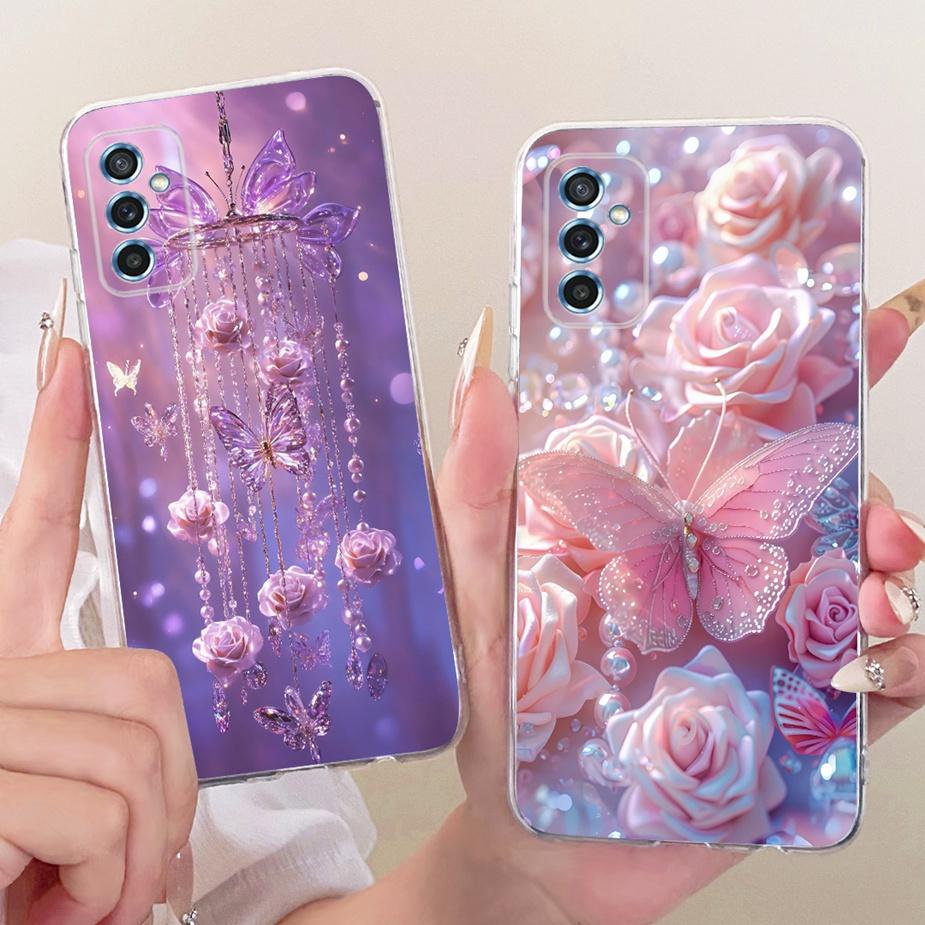 For Samsung Galaxy M52 5G Case SM-M526B Colorful Flowers Butterfly Painted Cover Soft Silicone Case For Samsung M52 M 52 5G Bags
