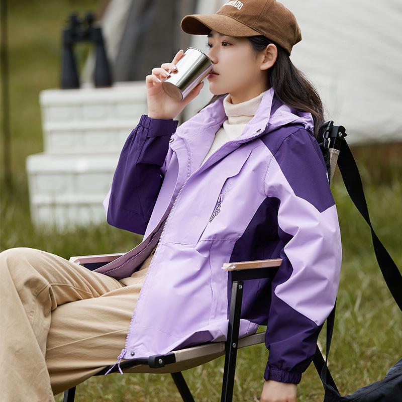 2023 New Outdoor Color Block Windbreaker: Unisex Trendy Windproof Jacket for Spring & Autumn Camping and Mountaineering.