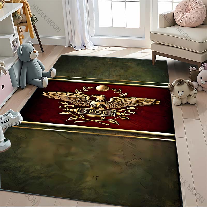 Tappeto con Stampa Logo Romano Vintage Classico Soggiorno Camera da Letto Ufficio Comodino Bagno Tappetini Pavimento Decorazione Casa Tappeto Regalo Arrivo Rapido