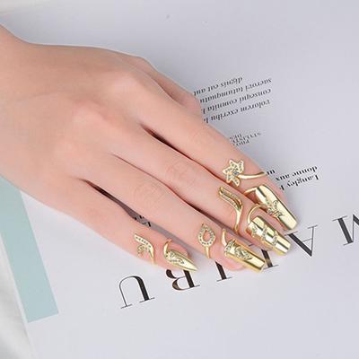 Ring Flower Charming Zinc Zinc Alloy Fingernail Protective Women Nail Ring Fashion Jewelry Finger Ring