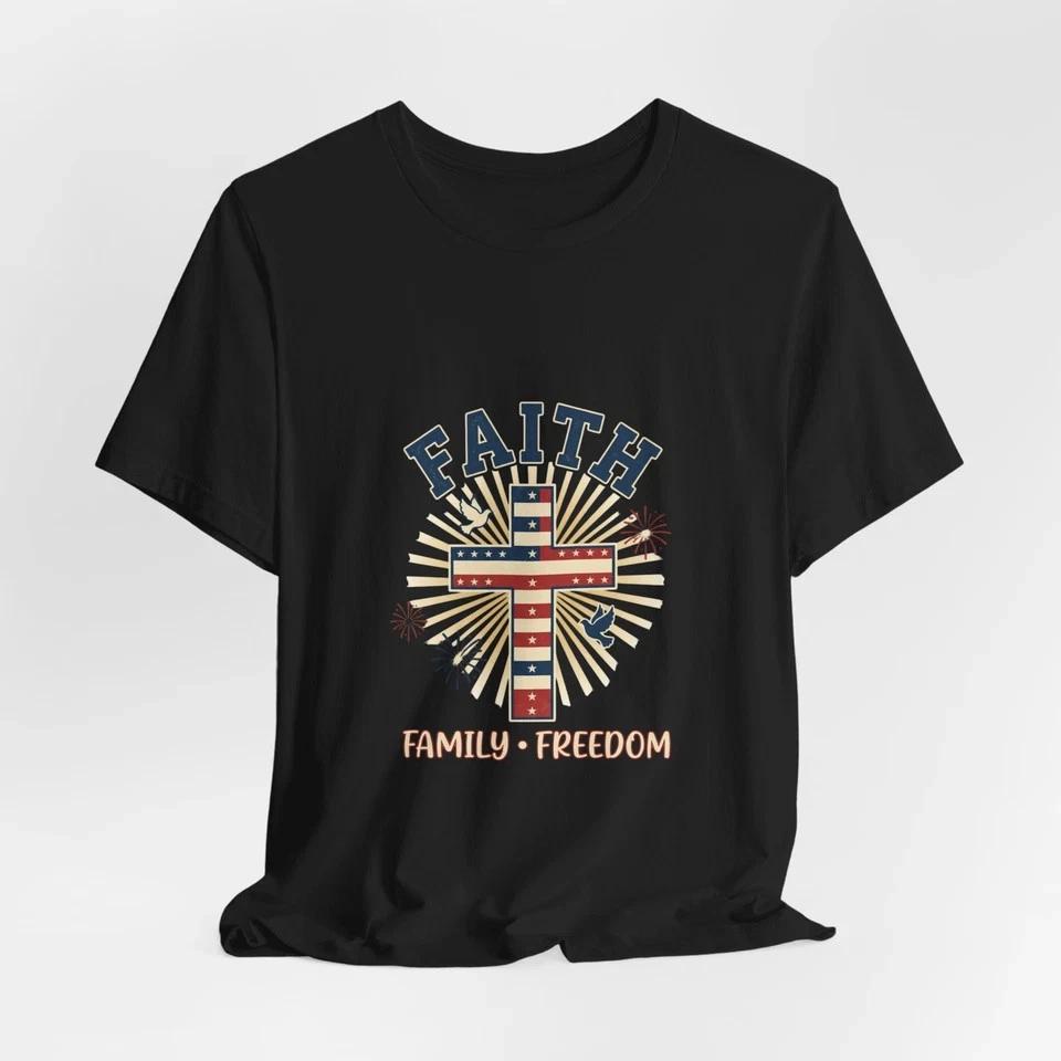 Faith Cross Patriotic T Shirt 4th Of July Gift S