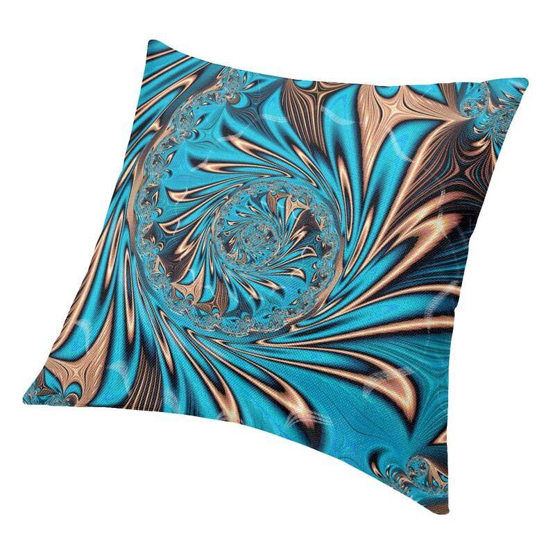 Turquoise Gems Geometric Pillow Cover Decoration Pretty Teal And Copper Fractal Two Cushions Throw Pillow Living Room Printing