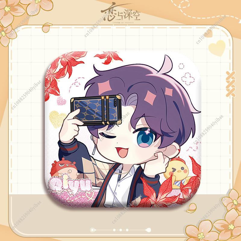 Cartoon Love and Deepspace Sylus Rafayel Zayne Xavier Caleb Cosplay Anime Square Badge Cute Emblem Brooch Pin Gift for Game Fans